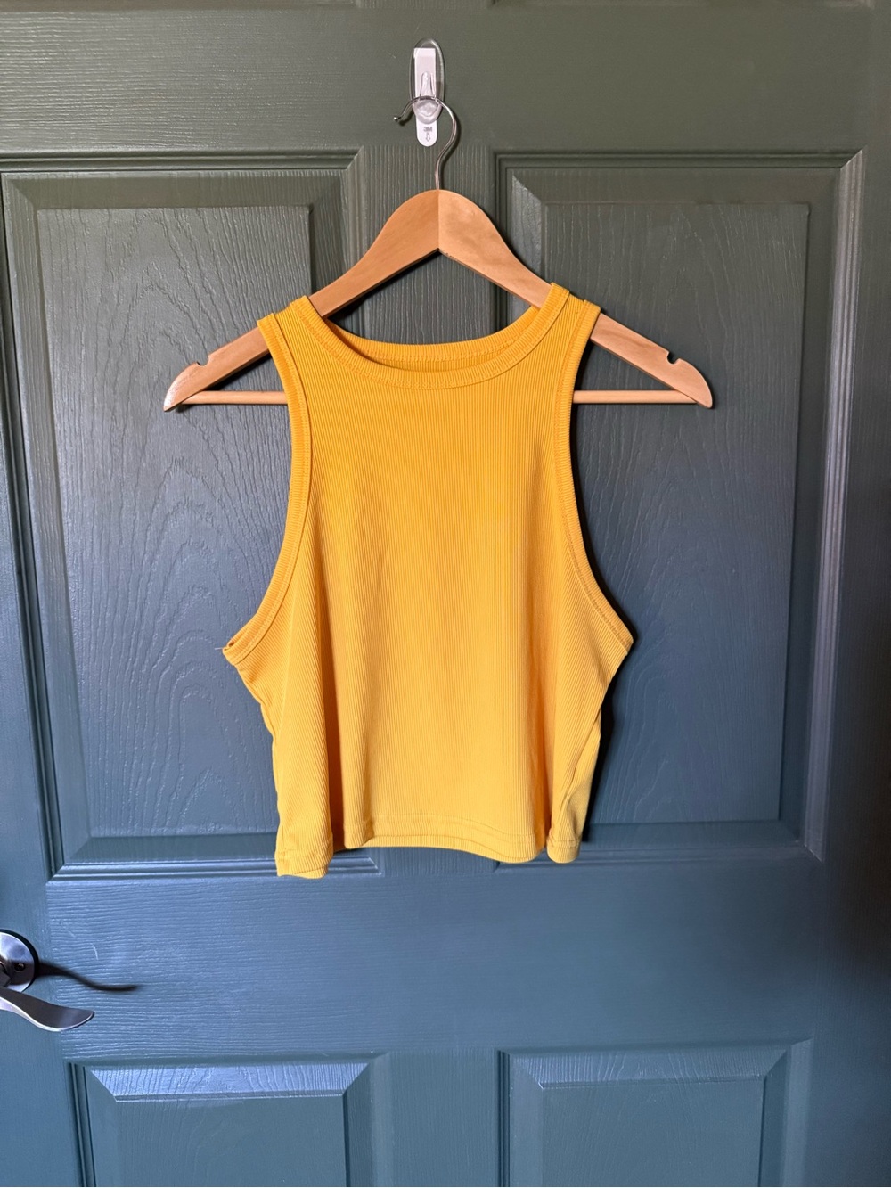 SHEIN Mustard Ribbed Cropped Tank Top